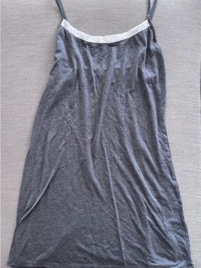 Private Luxuries by Natori Grey Heather Jersey Lace Trim Chemise Small